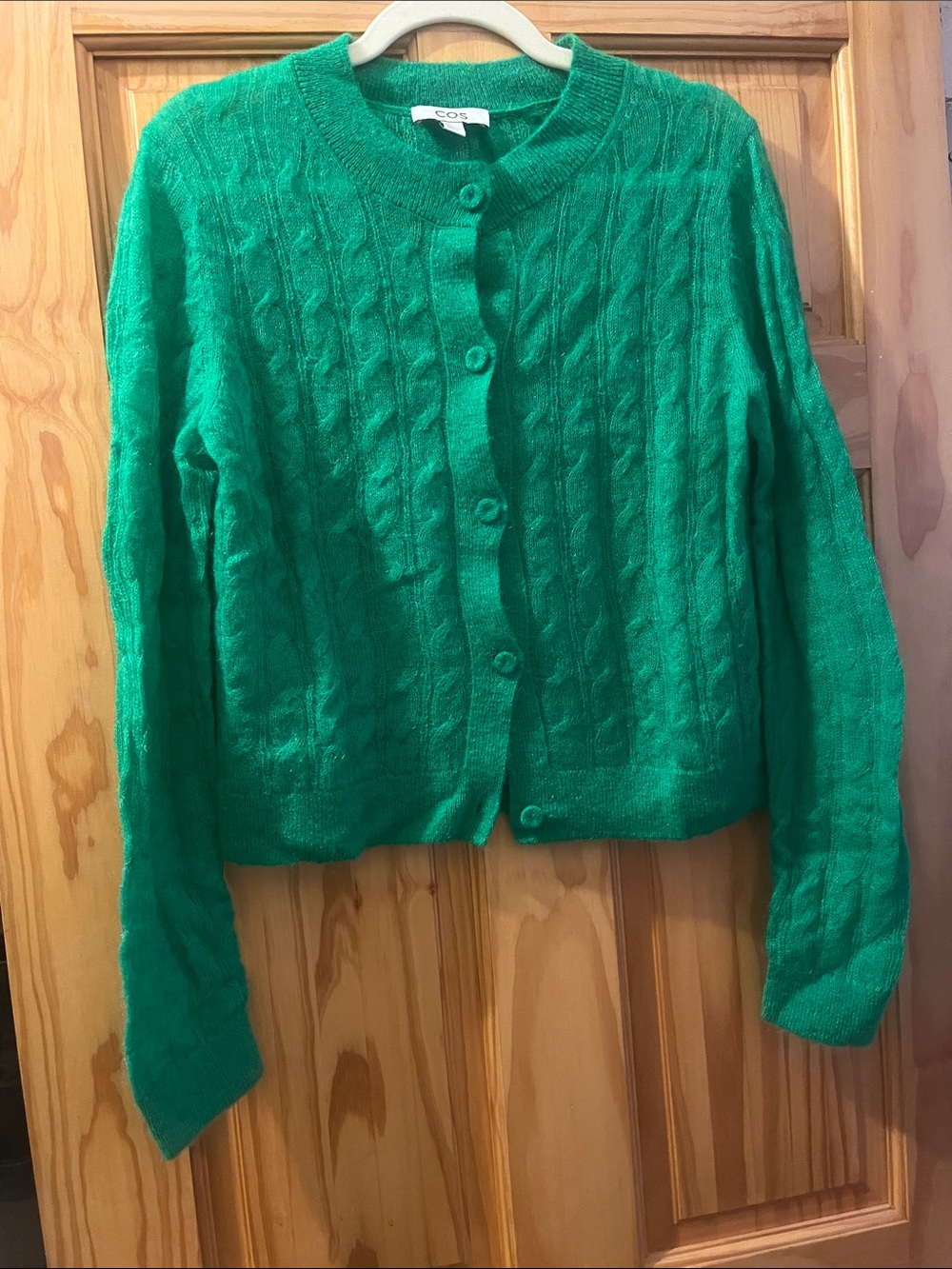 COS Emerald Green Cable Cardigan